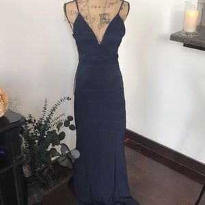Floor length navy dress